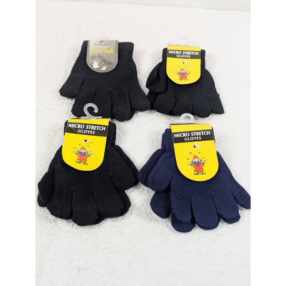 Youth - Knit Winter Warm Gloves - Kids Children - One Size for Boy Girl - 4 Pair